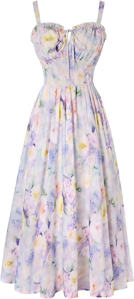 Scarlet Darkness Summer Dresses for Women 2026 Floral Corset Dress Long Milkmaid Dress with Pocke... | Amazon (US)