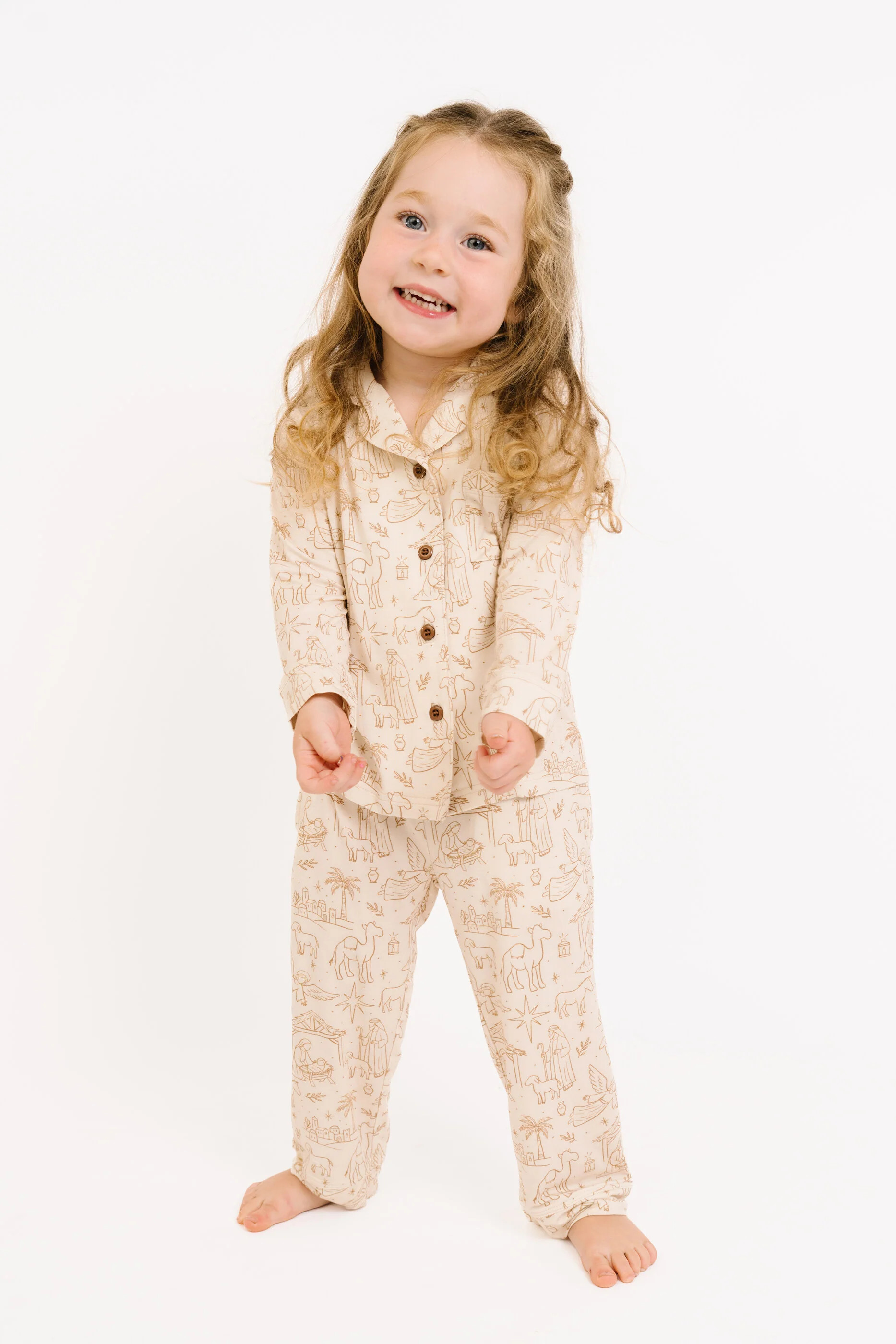 Nativity Kid Long Sleeve Bamboo Button Up Set | Little One Shop Co