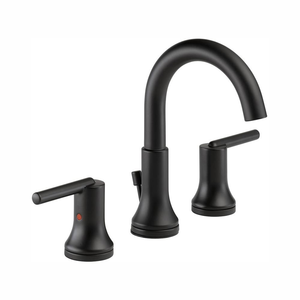 Trinsic 8 in. Widespread 2-Handle Bathroom Faucet with Metal Drain Assembly in Matte Black | The Home Depot