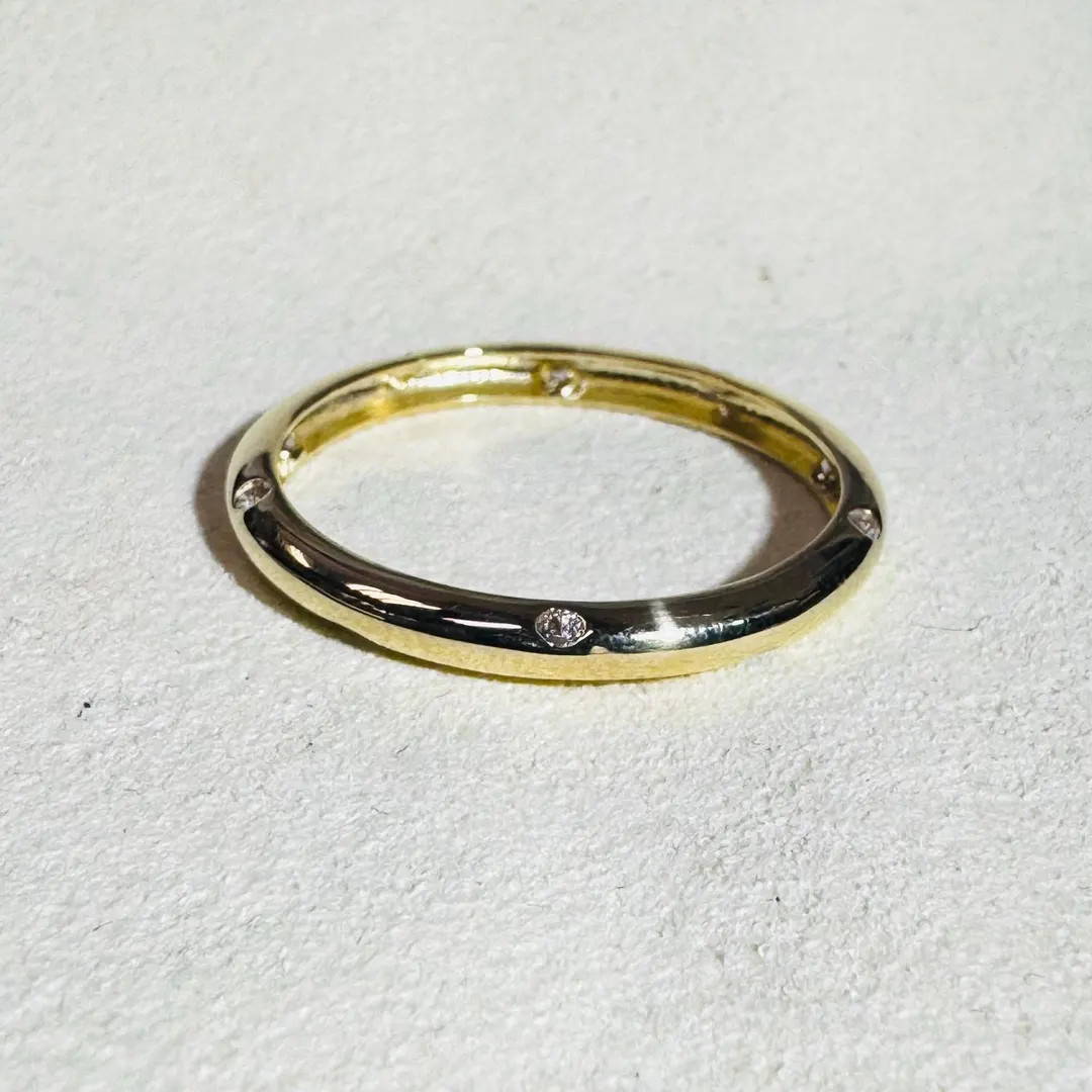 Solid 10K Yellow Gold Pave Crystal Flush Set 2.5mm Domed Band Ring Size 10.5 - Etsy | Etsy (US)