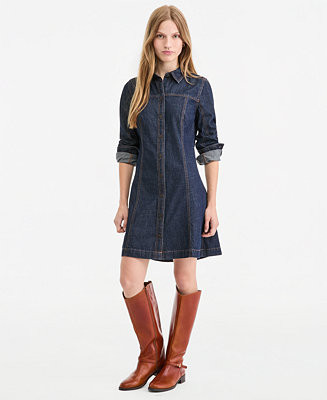 Women's Denim Long-Sleeve Mini Dress | Macy's
