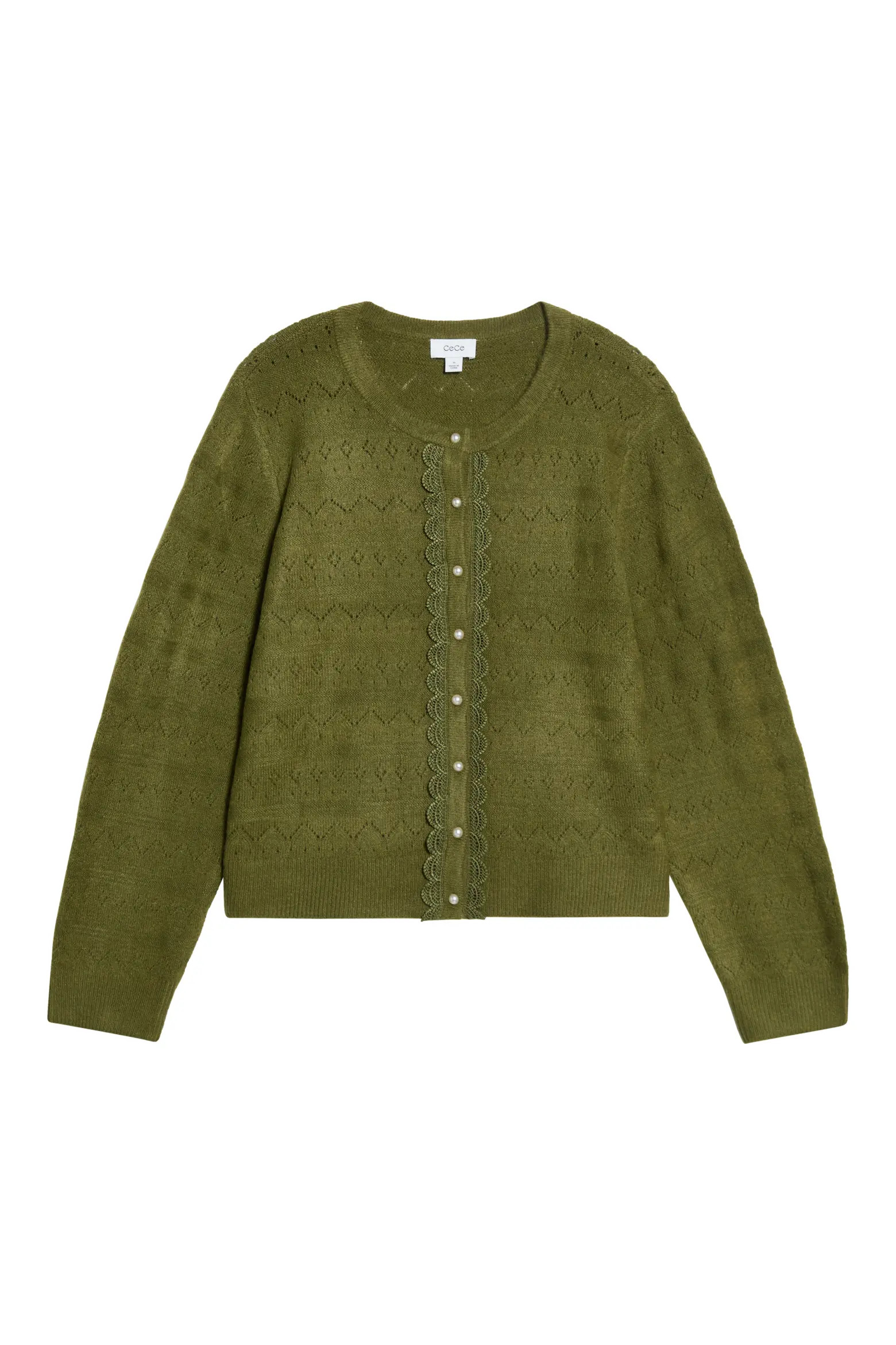 CeCe Lace Trim Pointelle Knit Cardigan (Women) | Nordstrom | Nordstrom