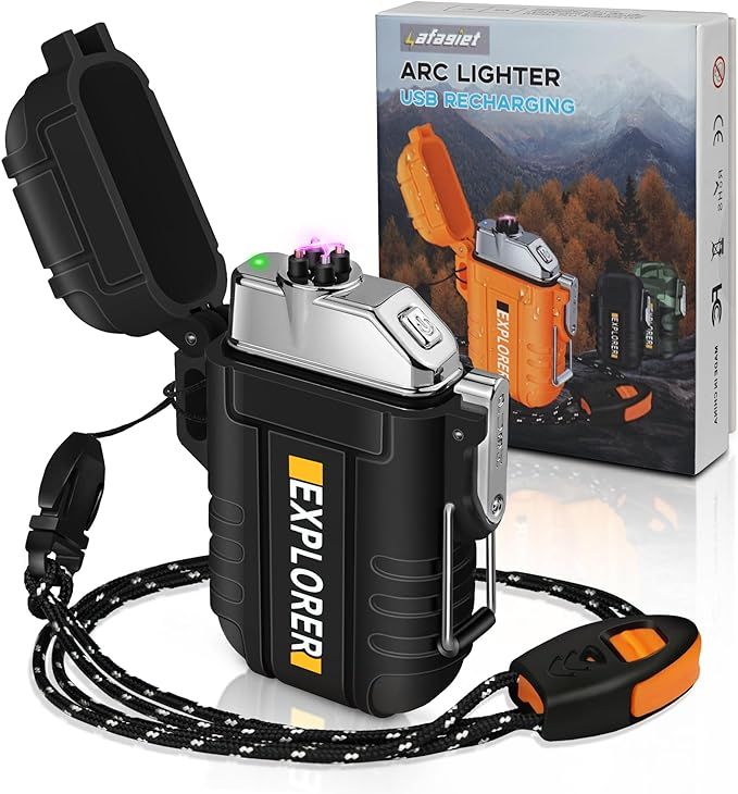 Lafagiet Waterproof Arc Lighter, Outdoor Dual Plasma Arc Lighter, USB Rechargeable Flameless Elec... | Amazon (US)