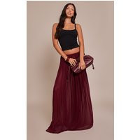 Wine Mesh Drape Maxi Skirt | PrettyLittleThing US