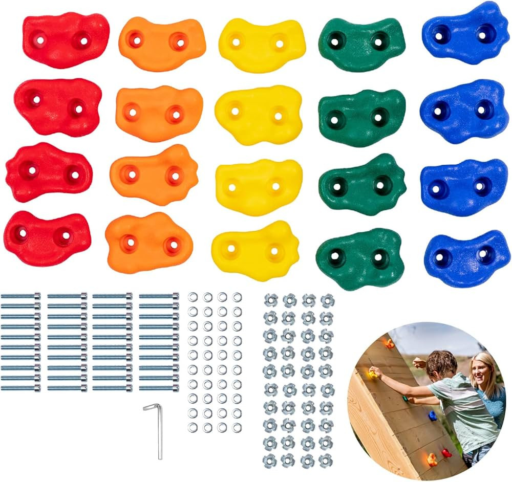 Squirrel Products Kids Rock Climbing Holds Indoor & Outdoor Playground Accessories Rock Wall Clim... | Amazon (US)