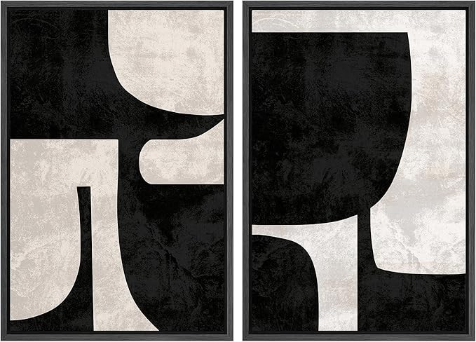 SIGNWIN Framed Canvas Print Wall Art Set Mid-Century Black Polygon Variety Abstract Shapes Illust... | Amazon (US)
