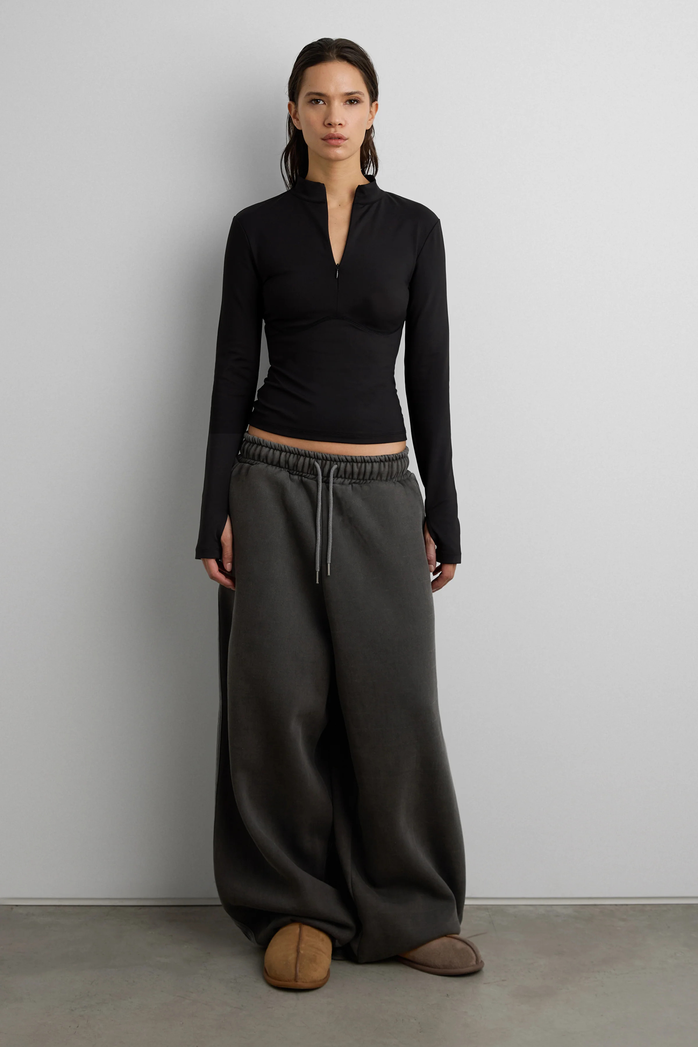 FITTED HALF ZIP MOCKNECK LONG SLEEVE TOP | OAK + FORT