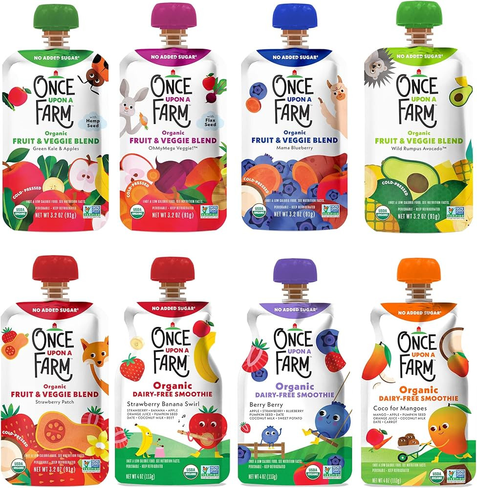 Once Upon a Farm | Organic Farmer's Finest Sampler | Mango, Veggie, Strawberry, Blueberry, Avocad... | Amazon (US)