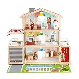 Hape Doll Family Mansion| Award Winning 10 Bedroom Doll House, Wooden Play Mansion with Accessori... | Amazon (US)