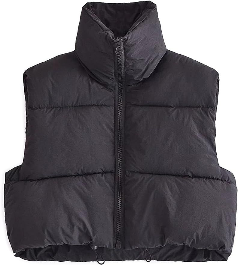 Zhiyouni Womens Cropped Puffer Vest Lightweight Sleeveless Stand Collar Short Padded Vest Gilet | Amazon (US)