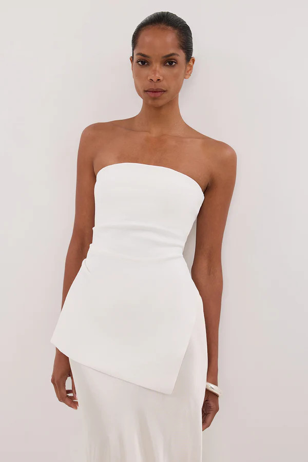 LUKE OFF WHITE LONGLINE BANDEAU TOP | DISSH