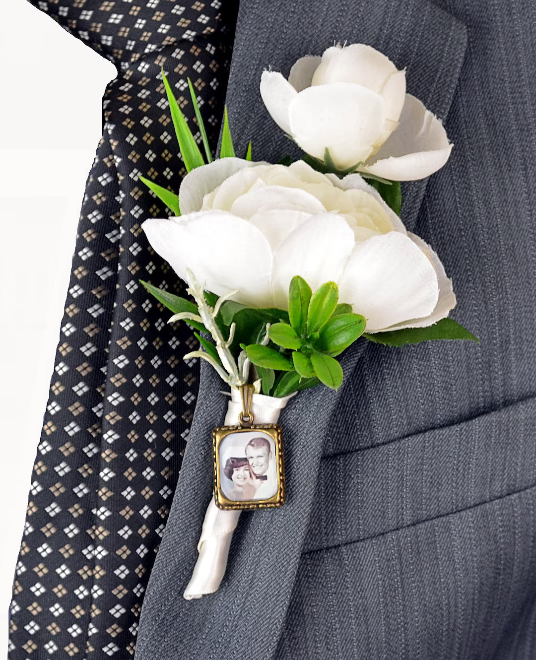 Groom Boutonniere Mens Bronze Photo Charm Frame Wedding Bridal - Etsy | Etsy (US)