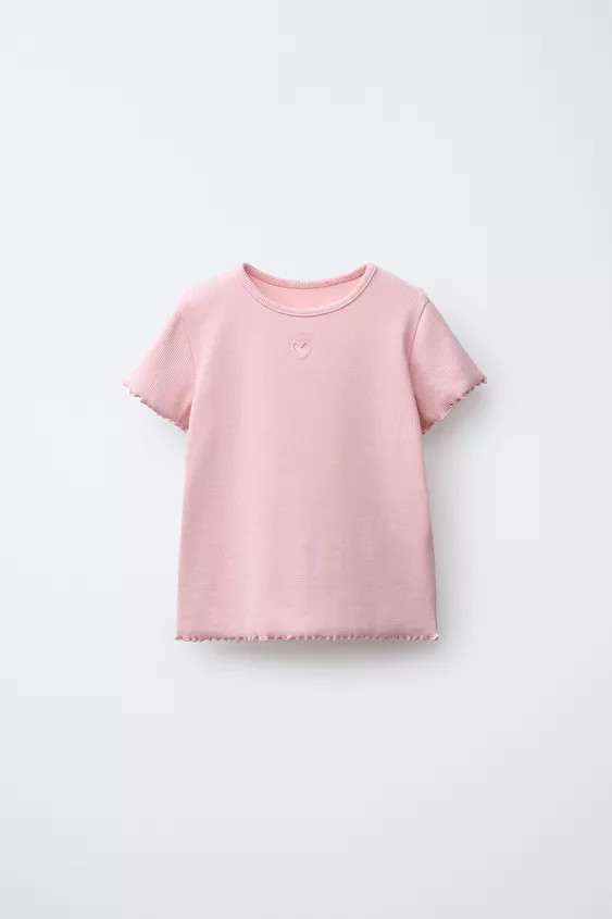 HEART CUT-OUT RIBBED T-SHIRT | Zara US