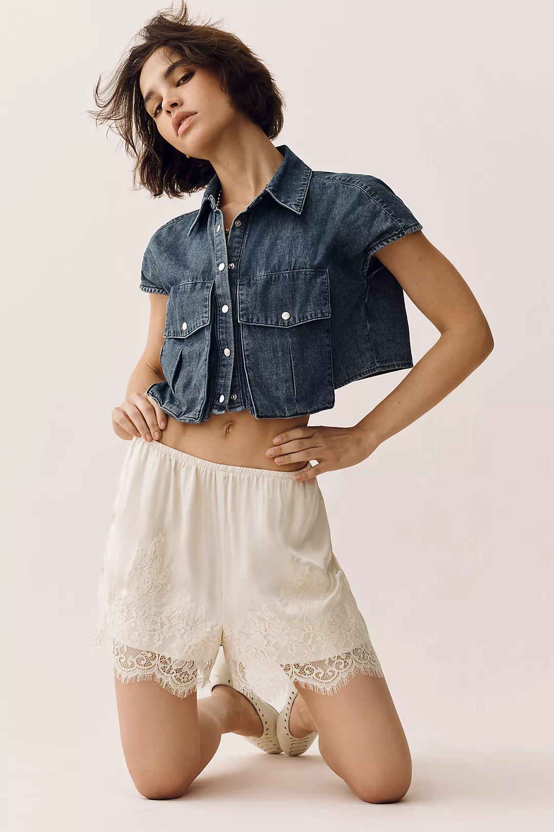 LyreBird Lace-Trim Silky Shorts | Anthropologie (UK)
