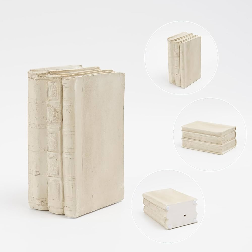 Guichifun Faux Books Living Room Decor - Resin Cute Cream Farmhouse Decor Fake Modern Fashion Dec... | Amazon (US)