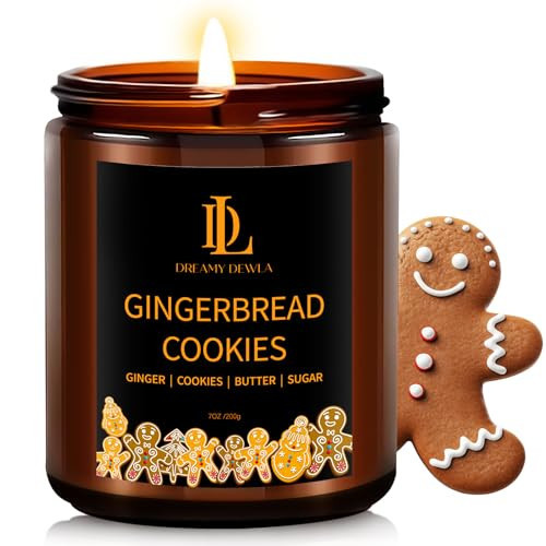 Winter Candle Gingerbread Cookies Scented, Natural Soy Candles for Home Scented, 7oz Holiday Candle with 50hr Burn Time, Aromatherapy Candles Winter Holiday Gifts for Women Men | Amazon (US)