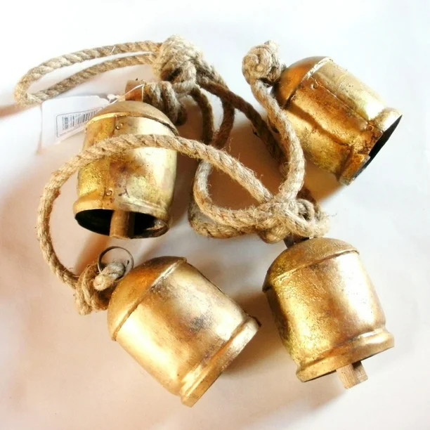 Metal Christmas Bells Decoration Rustic Brass Gold Large Bell Cow for Home Garden Decor Crafts - ... | Walmart (US)