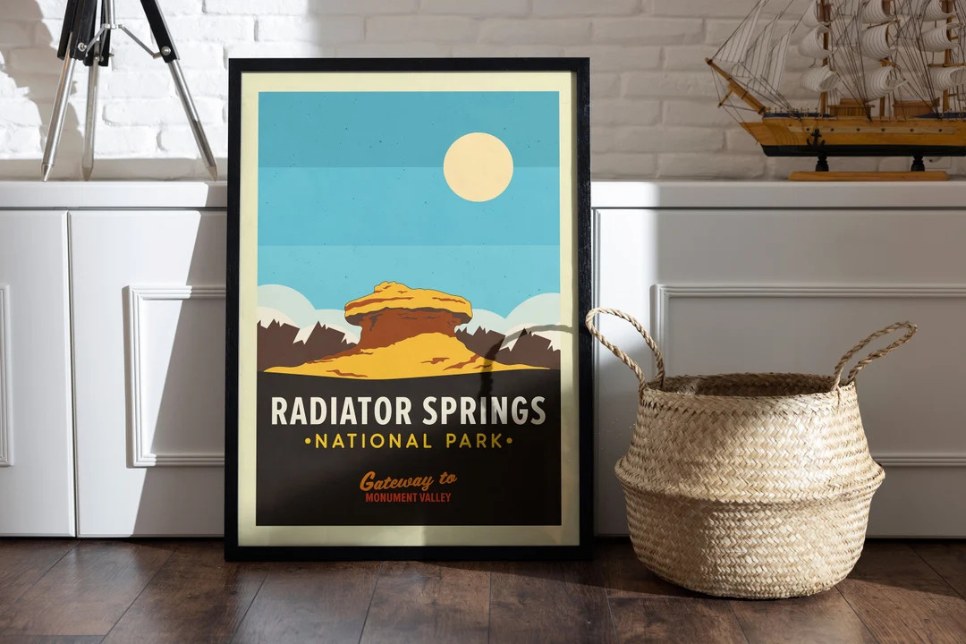 Radiator Springs Travel Poster, Disney CARS Poster, Disney Cars Wall Art, Lightning Mcqueen Art P... | Etsy (US)