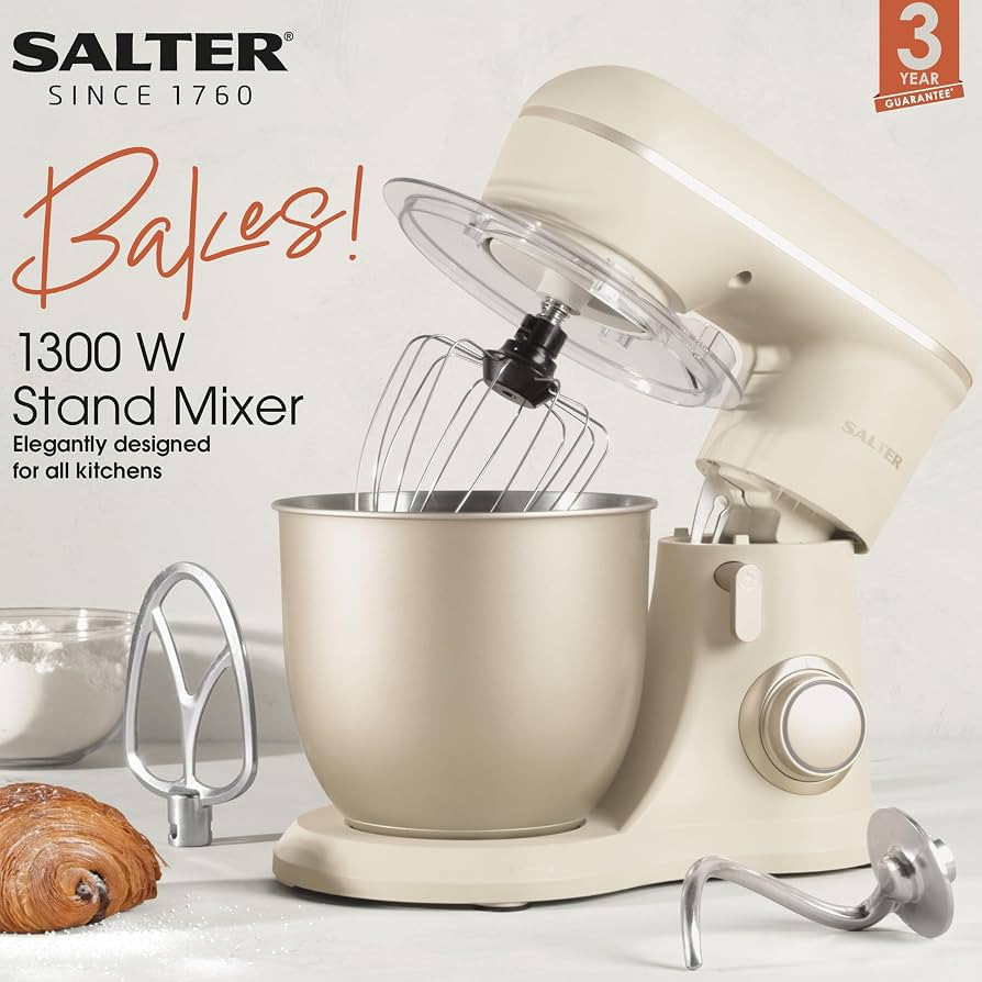 Salter EK5511SBO Bakes Stand Mixer – Electric Baking Whisk, 10 Speeds with Pulse Setting, 4 Lit... | Amazon (UK)