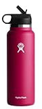 Hydro Flask 40 oz Wide Mouth with Straw Lid Stainless Steel Reusable Water Bottle Snapper - Vacuum I | Amazon (US)
