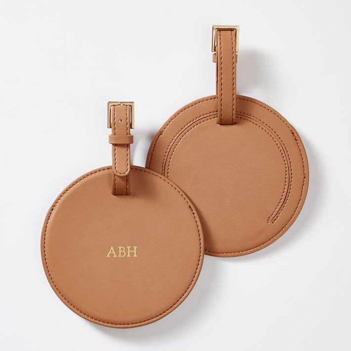 Fillmore Vegan Leather Circle Luggage Tag | Mark and Graham
