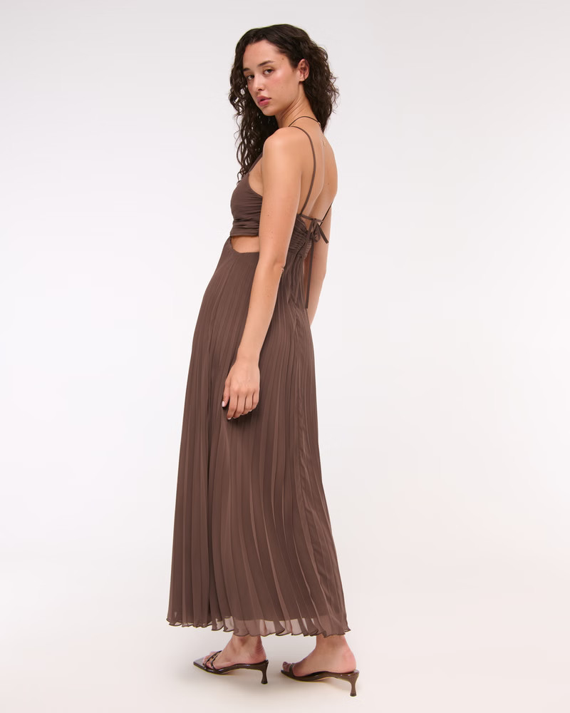 The A&F Giselle Babydoll Cutout Maxi Dress | Abercrombie & Fitch (US)