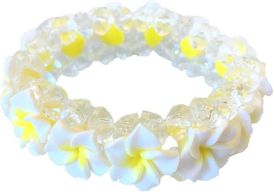 Hawaiian White Plumeria Flower Elastic Bracelet | Amazon (US)
