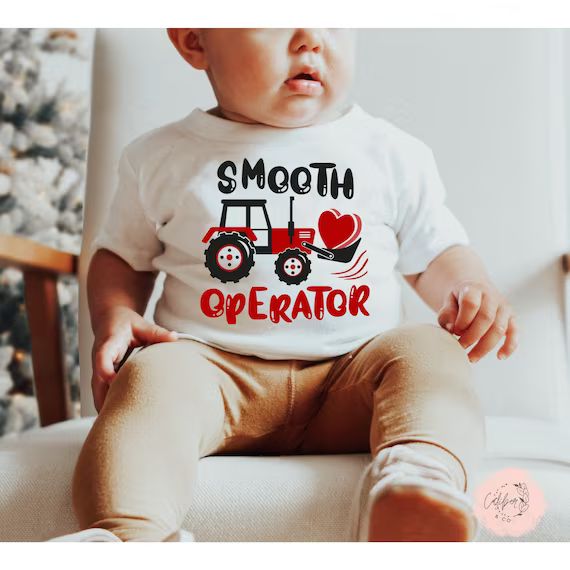 Smooth Operator Tractor Boy Baby Onesie® - Boys Valentines Day Onesie® - Valentines Onesie®, B... | Etsy (US)