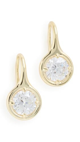 Oval CZ Bezel Fish Hook Huggie Hoop Earrings by Adina Eden | Amazon (US)