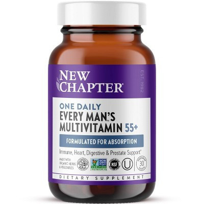 New Chapter Men's Multivitamin 50+, Every Man's One Daily 55+ with Astaxanthin, Vitamin C, Vitamin D3, Vitamin B12, Selenium - 30ct | Target