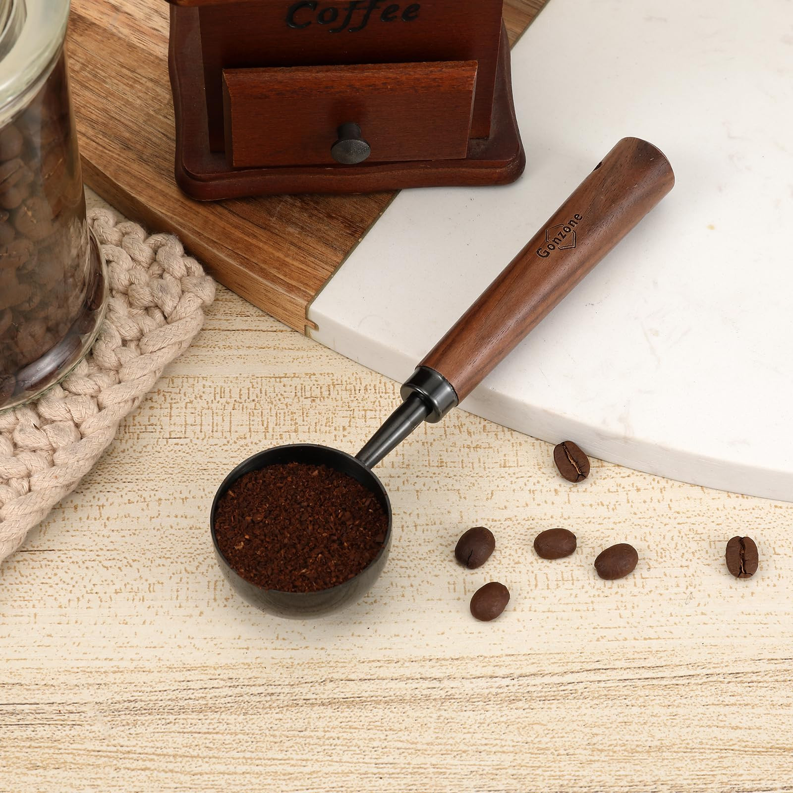 Vintage Coffee Measuring Spoon - 304 Stainless Steel,Coffee Scoop, 10g Capacity, Walnut Handle - Perfect for Coffee, Tea, and More (Gunmetal) | Amazon (US)