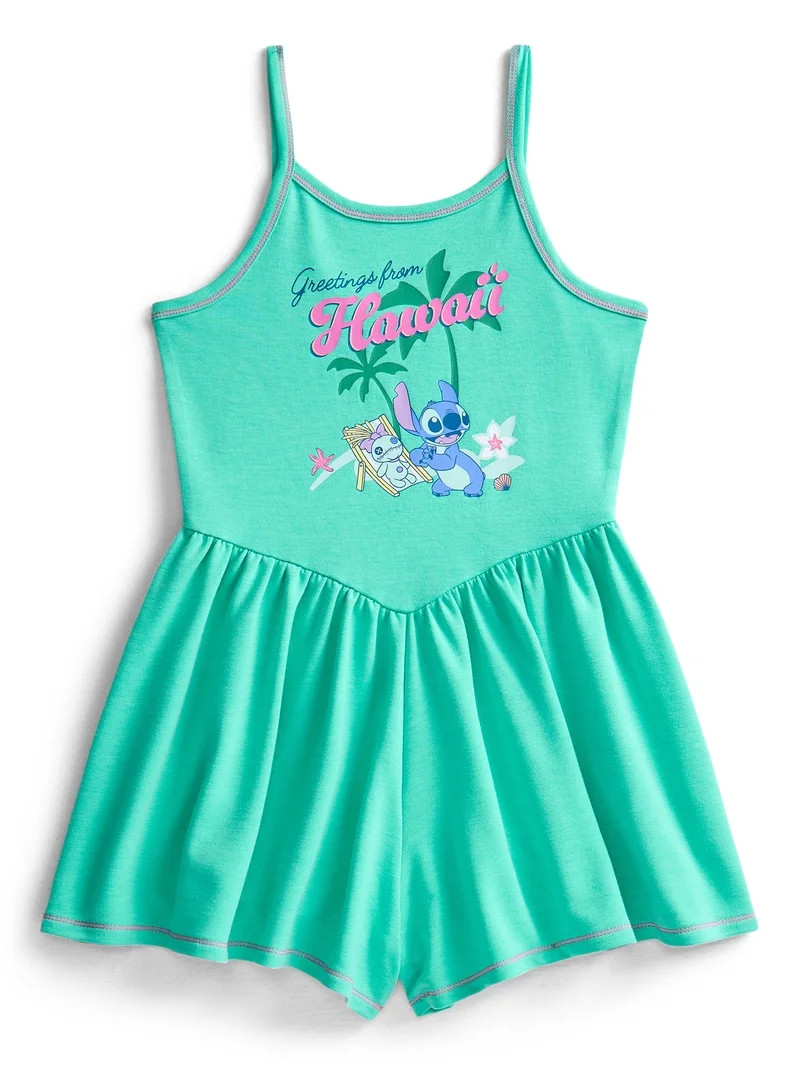 Stitch Girls Sleeveless Graphic Romper, Sizes 4-12 | Walmart (US)
