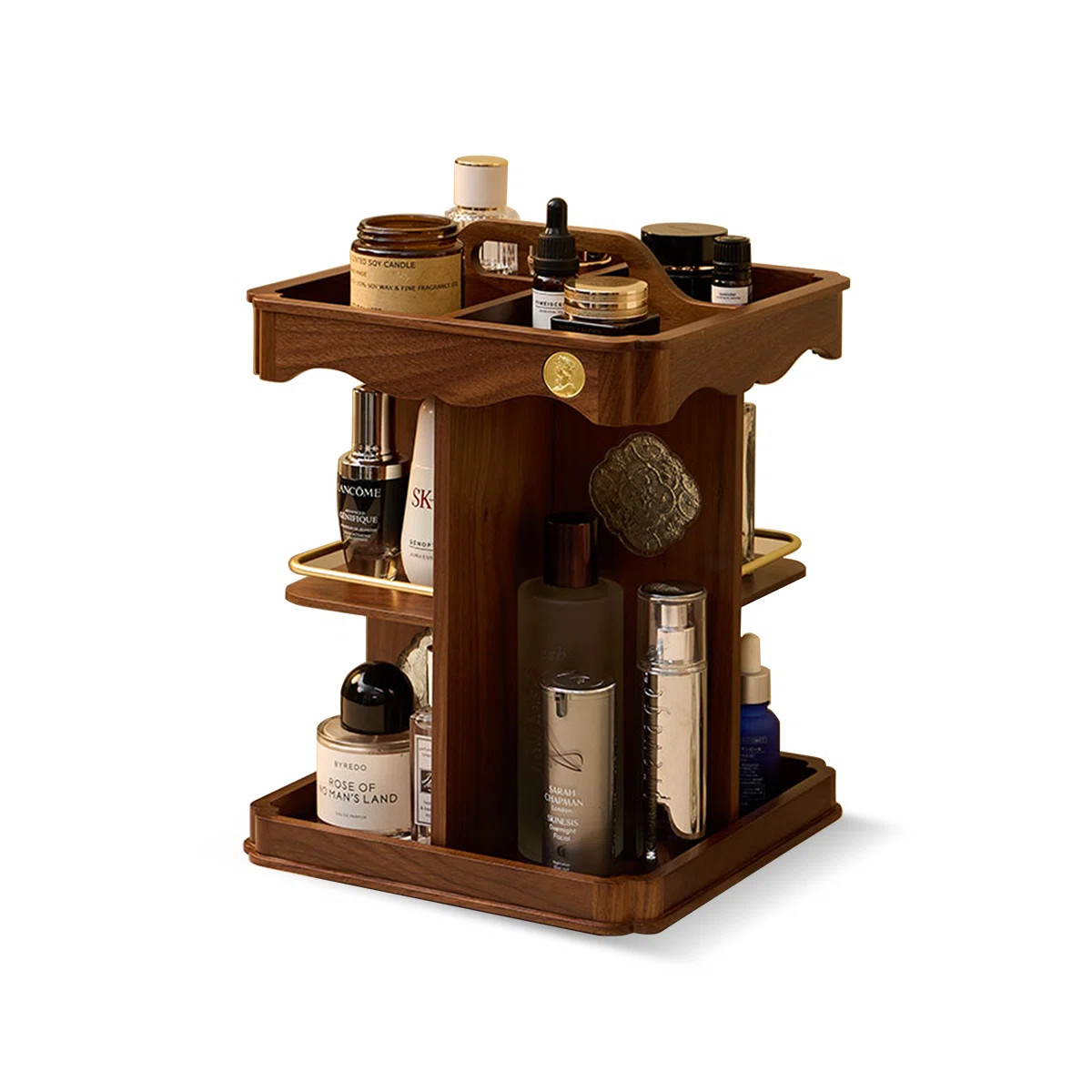 Rotating Cosmetics storage box Desktop dressing table shelf Wooden cosmetics storage box | Wayfair North America