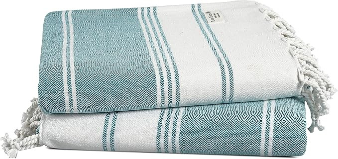 LANE LINEN Turkish Beach Towels, 2 Pack Extra Large Beach Towel, Pre-Washed for Soft Feel, Oversi... | Amazon (US)