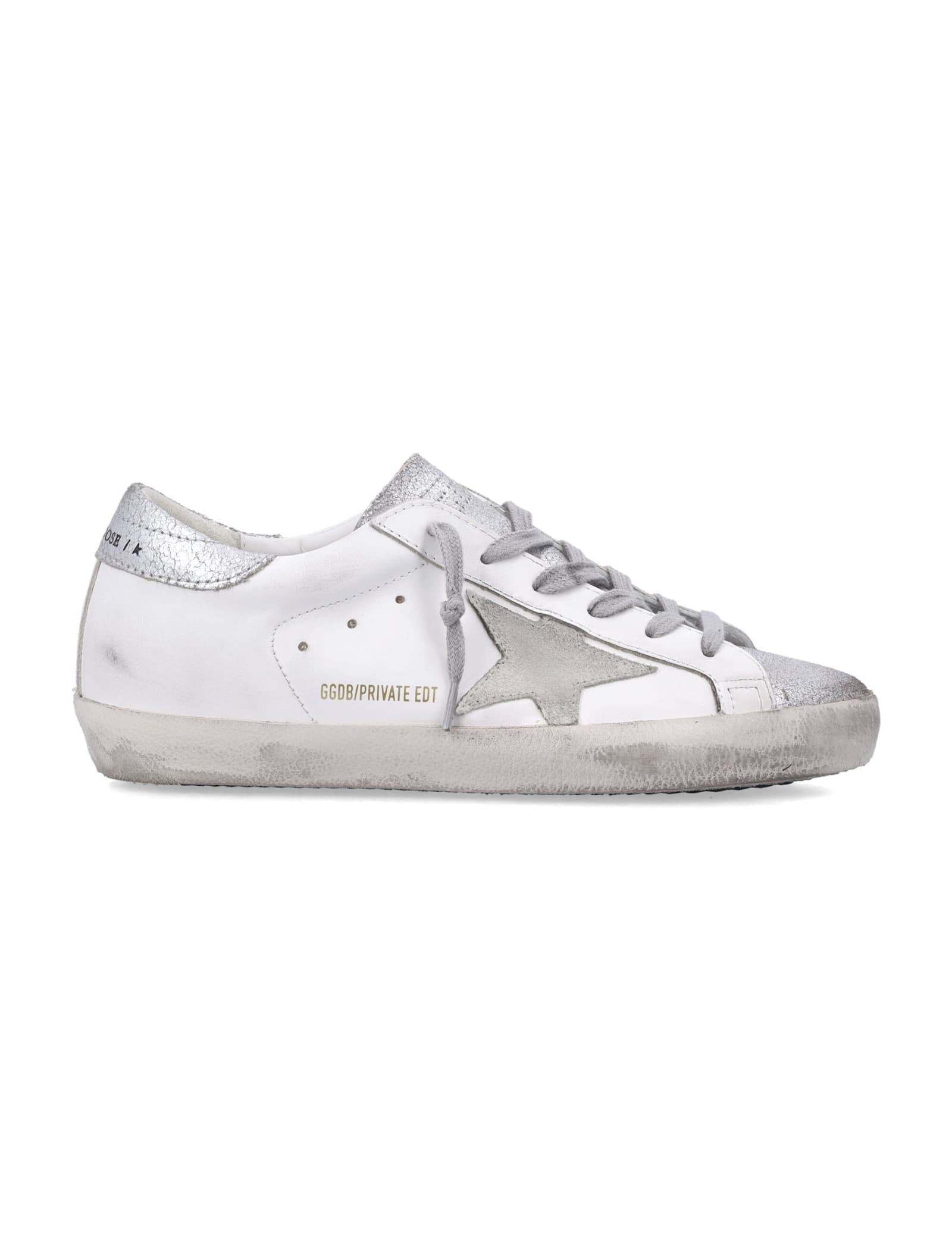 Golden Goose Super-star White And Silver Leather Womans Sneakers | Italist.com US