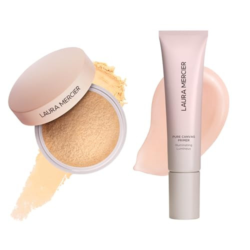 Laura Mercier Translucent Loose Talc-Free Setting Powder Ultra-Blur, Hyaluronic Acid Infused, 16HR Longwear and Pure Canvas Primer Illuminating, Extends Makeup, Radiant Finish Bundle | Amazon (US)