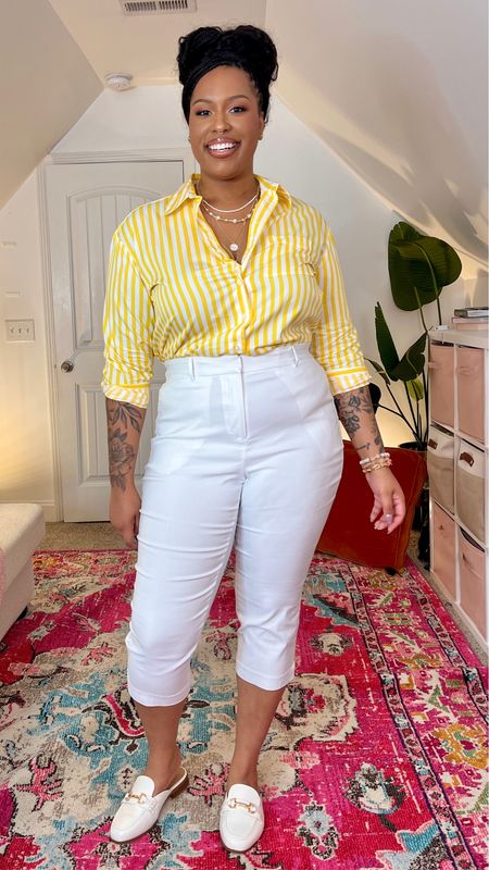 AD | Spring Look for the Office featuring pieces from Lane Bryant Pt. 3 | The quality of the yellow striped button down shirt is top tier. It has buttons to prevent gaping at the chest. 

For a limited time use code BRITTNEYFS for free shipping on any order! 

#lanebryant #lanebryantpartner 

#LTKworkwear #LTKstyletip #LTKplussize