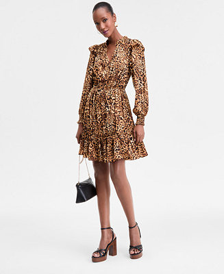 Women's Animal-Print Volume-Sleeve Dress, Exclusively at Macy's | Macy's