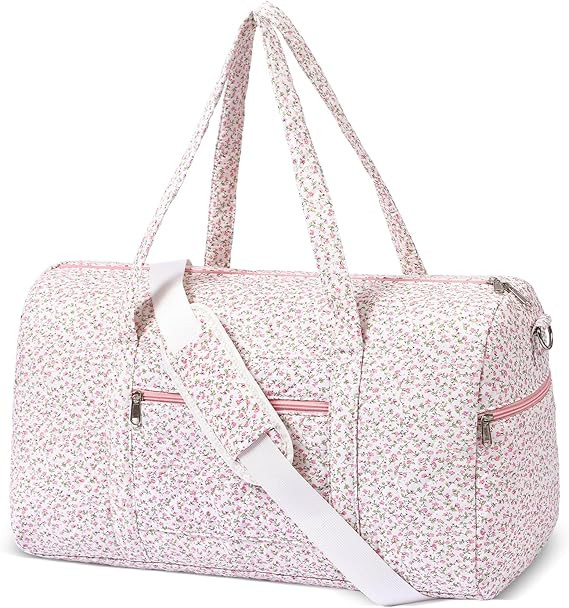 Gym Bag for Women, Cute Duffle Bag, Quilted Duffle Bag for Travel, Floral Duffle Bags, Weekend Ba... | Amazon (US)