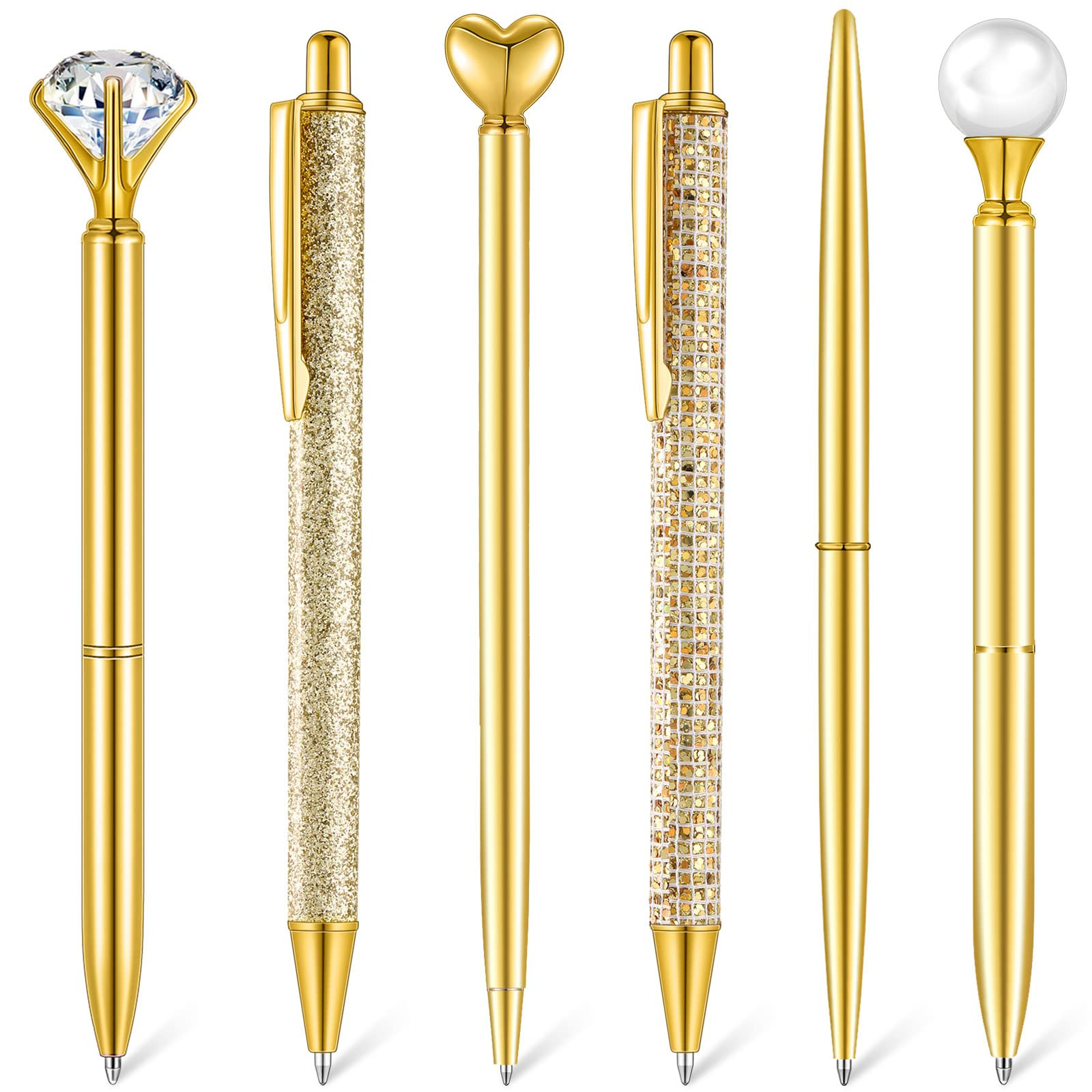 6 Pcs Ballpoint Pens Set Metal Crystal Diamond Pen for Journaling Glitter Pretty Cute Stationery ... | Amazon (US)