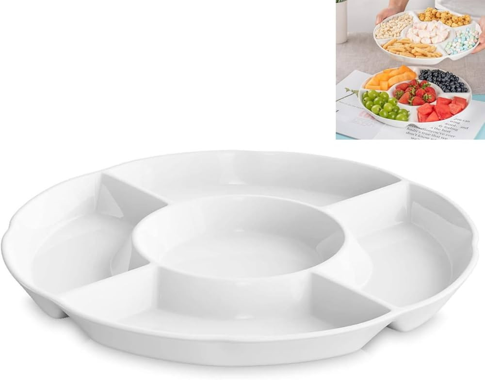 Ceramic Chip and Dip Serving Tray,Porcelain Divided Serving Platter, Perfect for Chips and Dip, V... | Amazon (CA)