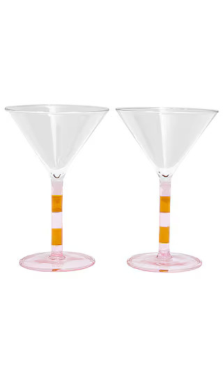 Striped Martini Glasses Set Of 2 in Pink & Amber | Revolve Clothing (Global)