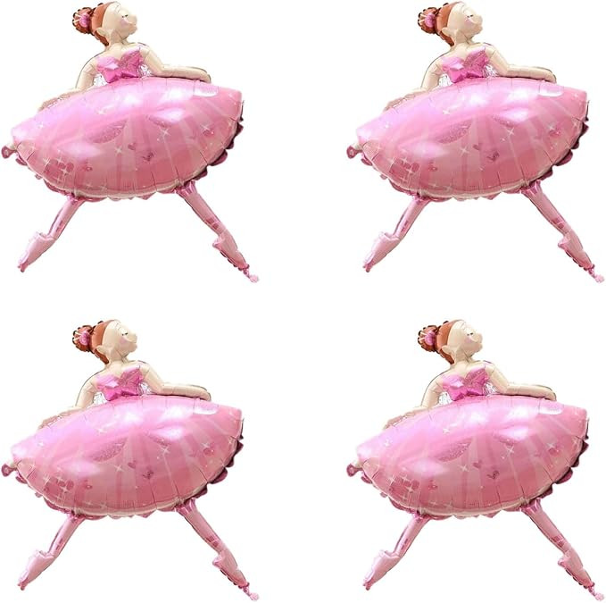 4PCS Pink Ballet Dancing Girl Foil Balloon Aluminum Foil Mylar Helium Party Balloon for Birthday ... | Amazon (US)