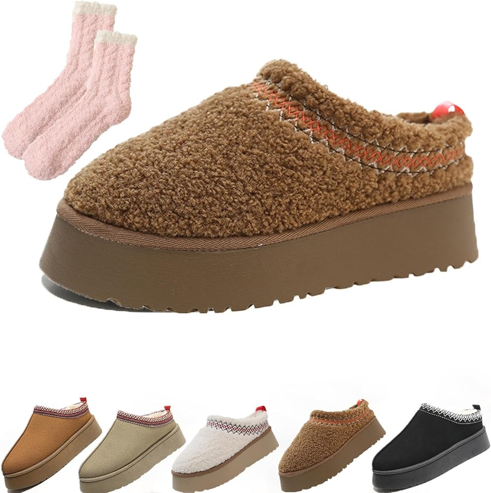Women's Slippers Platform Mini Short Boots Ankle Slip Boots Plush Lined Sneakers Indoor Slippers ... | Amazon (US)