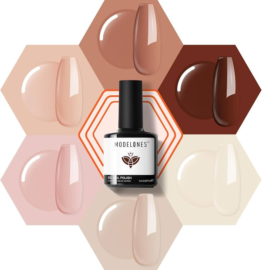 Modelones Nude Gel Nail Polish Set -6 Colors Neutral Milky White Pink Brown Gel Polish Kit Skin T... | Amazon (US)