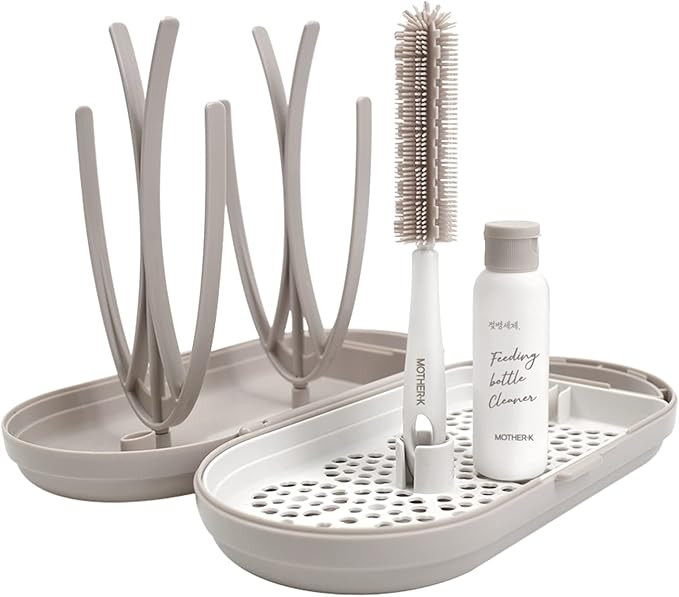 MOTHER-K Travel Baby Bottle Drying Rack Set, Including Drying Rack, Bottle Brush and Travel Bottl... | Amazon (US)
