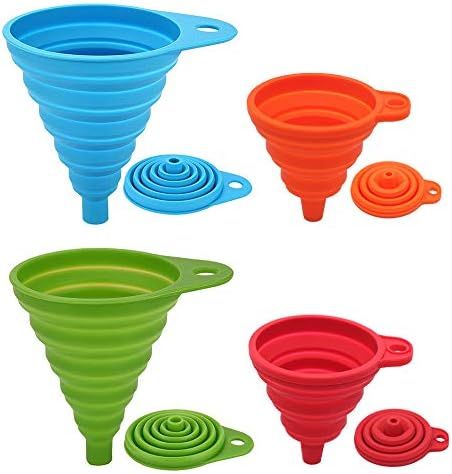 Silicone Collapsible Funnels Set of 4 Small and Large, Kitchen Funnel for Filling Water Bottle Oi... | Amazon (US)