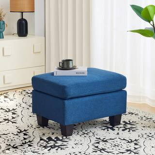 Rosella Navy Blue Fabric Ottoman | The Home Depot