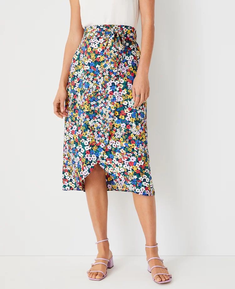 Floral Tie Waist Wrap Pencil Skirt | Ann Taylor (US)