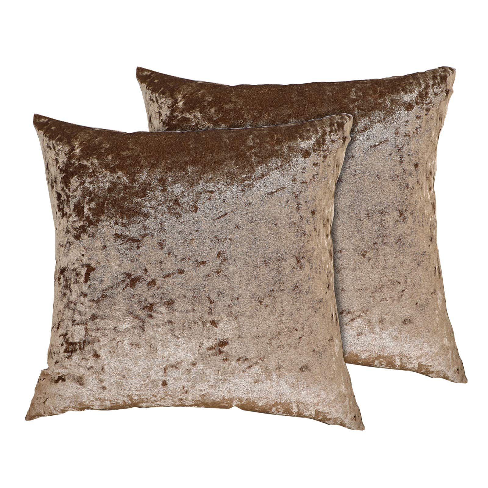 GKGM Coffee Crushed Velvet Throw Pillow Covers Home Accessories Luxury Soft Crushed Shiny Metalli... | Amazon (US)